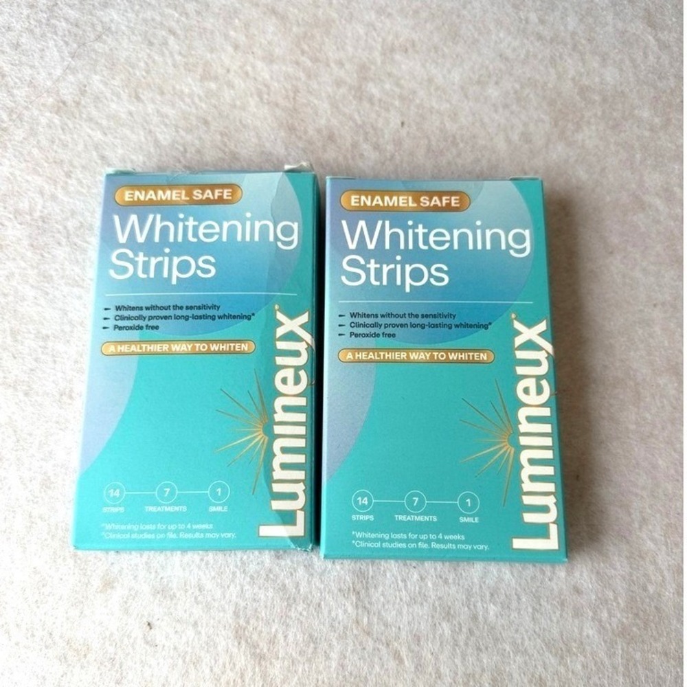 2 Pack Lumineux Enamel Safe Whitening Strips Peroxide Free 14 Treatments BB 7/26